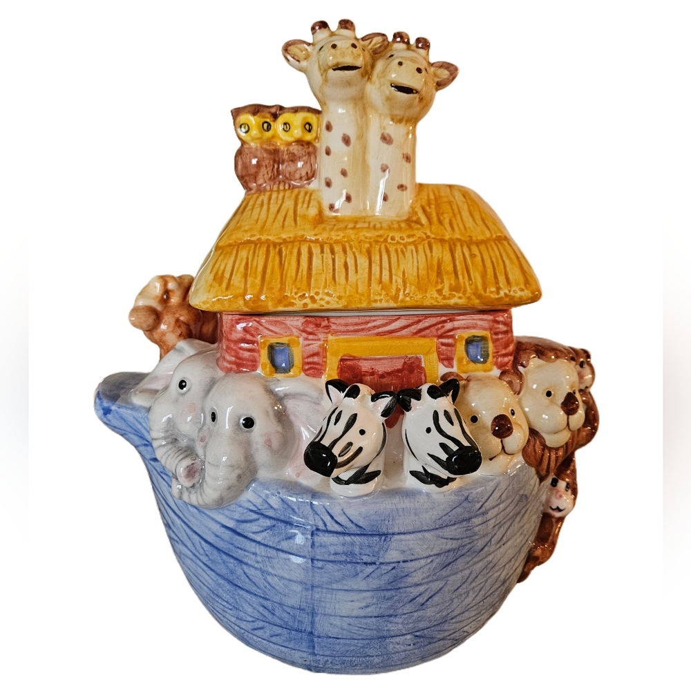 Vintage Noah’s Ark Cookie Jar Noha Put The Animals In The Ark, You Put in Cookie
